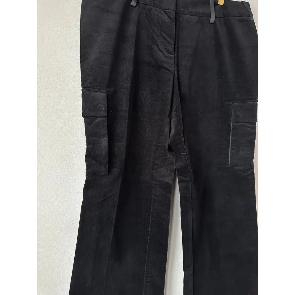 Vintage Y2K Tommy Hilfiger Black Velvet Cargo Pants Size 16 Wide Leg Utility